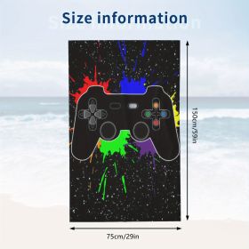 1pc Oversized Sandproof Beach Towel; Game Joystick Pattern; Fast Dry Beach Accessories; For Travel Swim Pool Party Yoga Camping 59"x29"; Bathroom