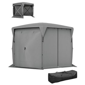 Outsunny 11 x 11ft Pop Up Gazebo Screen Tent with Removable Roof Cover, Roll-up Wind Panels for Camping, Backyard, Dark Gray
