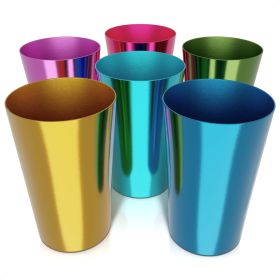 6 Pcs Aluminum Tumblers 15 oz Lightweight Durable and Reusable Metal Cups Vibrant Festive Colors for Hot and Cold Beverages Sturdy Anodized Desig