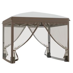 Outsunny Portable Party Pavilion: 10x10 Pop Up Gazebo Canopy Tent with Netting & Wheeled Bag