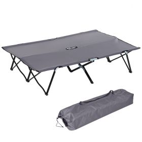 Outsunny 2 Person Folding Camping Cot for Adults, 50" Extra Wide Outdoor Portable Sleeping Cot with Carry Bag, Beach Hiking