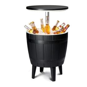 10Gallon Black Four Leg Ice Bucket Plastic Side Table Outdoor Beverage Cooler Portable Drink Storage Patio Party BBQ Camping Garden Poolside Dura
