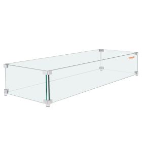 VEVOR Gas Fire Pit Wind Guard for Square Fire Table, 23.5 x 7.5 x 6.5 inch Clear Tempered Wind Guard for Firepits, 0.31 inch Thick Square Glass S