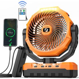 Camping 12000mAh Fan - 9-Inch Rechargeable Battery Operated Fan  USB Table Fan with 4 Speeds
