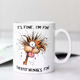 1pc 11oz I'm Fine, Everything'S Fine" Ceramic Coffee Mug - Perfect for Office, Camping & Dining | Food-Safe, No Power