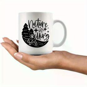 1pc, 11 Oz Ceramic Cup (3.7''*3.2''], Nature-Inspired Coffee Cup, Perfect Camping Accessories, Warm Drink Cup for