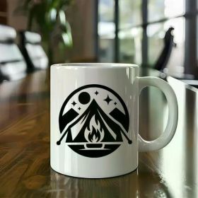 1pc 11 Oz Ceramic Cup Camping Enthusiast Outdoor Adventure Gift, Warm Drink Cup for Hiking And Backpacking,