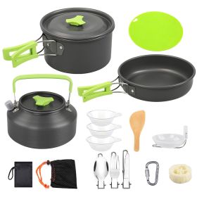 16Pcs Camping Cooking Ware Set Camping Stove Cookware Kit Aluminum Pot Pan Kettle Set with Bowls Knife Fork Spoon Carabiner Spatula Cutting Board (Type: Cookware Set)