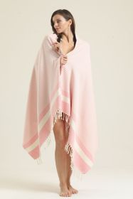 100% Cotton Turkish Beach Towel Oversized Extra Large for Travel Gym Camping Sauna Beach Pool (Color: Pink)