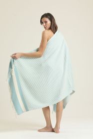 100% Cotton Turkish Beach Towel Oversized Extra Large for Travel Gym Camping Sauna Beach Pool (Color: Petrol Blue)