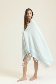 100% Cotton Turkish Beach Towel Oversized Extra Large for Travel Gym Camping Sauna Beach Pool (Color: Light Blue)
