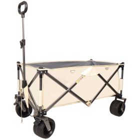 Folding Wagon, Heavy Duty Utility Beach Wagon Cart for Sand with Big Wheels, Adjustable Handle&Drink Holders for Shopping, Camping,Garden and Out (Color: as Pic)