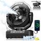 Portable Misting Fan, 24000mAh Rechargeable Battery Powered Camping Fan 460ml Large Tank USB Desk Fan (Color: Black)