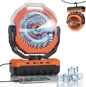 Portable Misting Fan, 24000mAh Rechargeable Battery Powered Camping Fan 460ml Large Tank USB Desk Fan (Color: Orange)