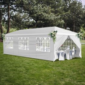 1 Set of 10'x30' Party Tent Canopy for Outdoor Weddings, Heavy-Duty Waterproof Event Shelter with Removable Sidewalls, Ideal for Parties, Booths (Color: White)